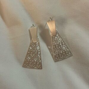 Kendra Scott Silver Cut Out Geometric Earrings Triangle Worn Once Perf Condition